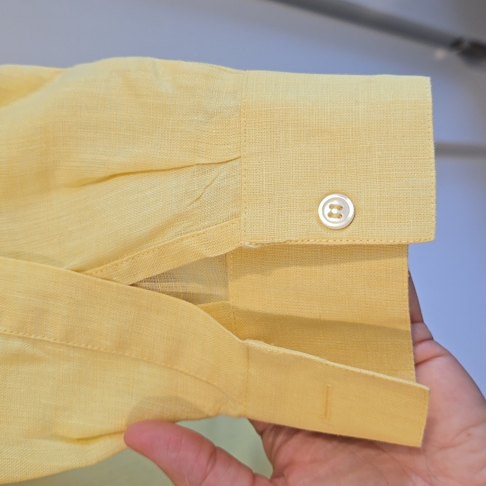 Liz Claiborne Light Yellow Womans Linen Shirt Size M - Picture 5 of 7